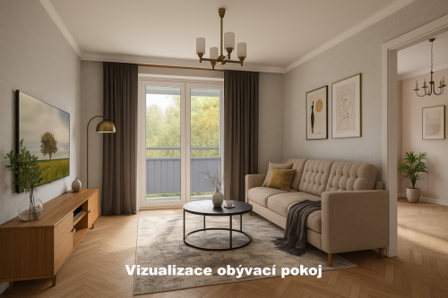 Byt 2+1 Přerov Jižní - obývací pokoj - vizualizace