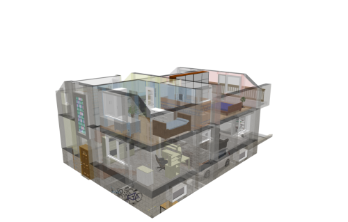 Rodinný dům Klopina - 3D půdorys